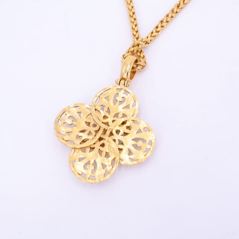 Chanel Chain Necklace Coco Mark Gold Accessory Vintage Flower Motif — view 5