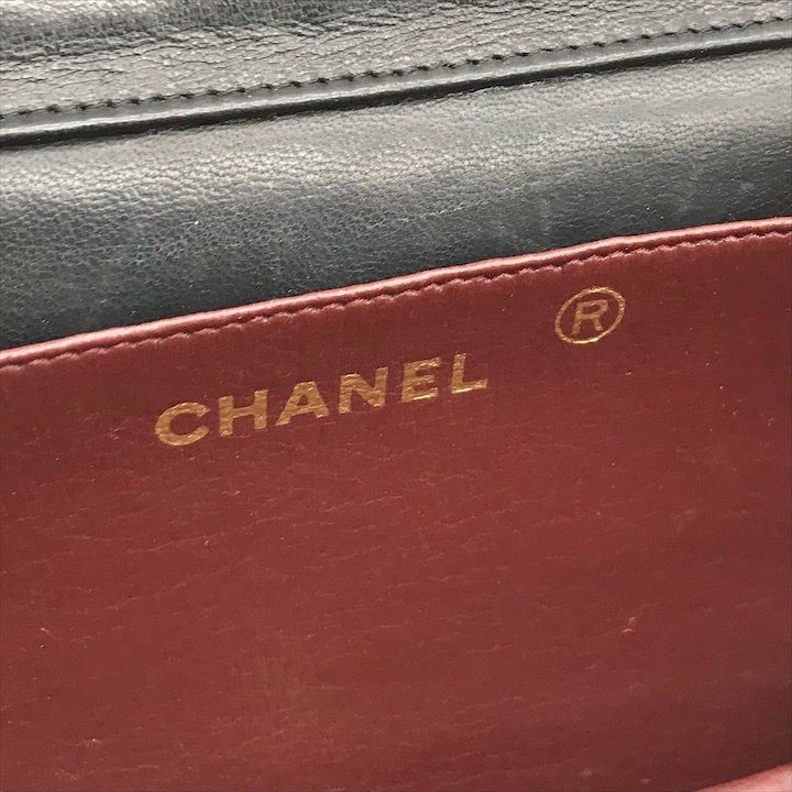 Chanel CC Logo Push Lock Mini Quilted Lambskin Chain Shoulder Bag Black — view 8