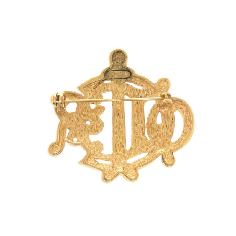 Christian Dior Emblem Metal Gold Brooch 0637 — view 3