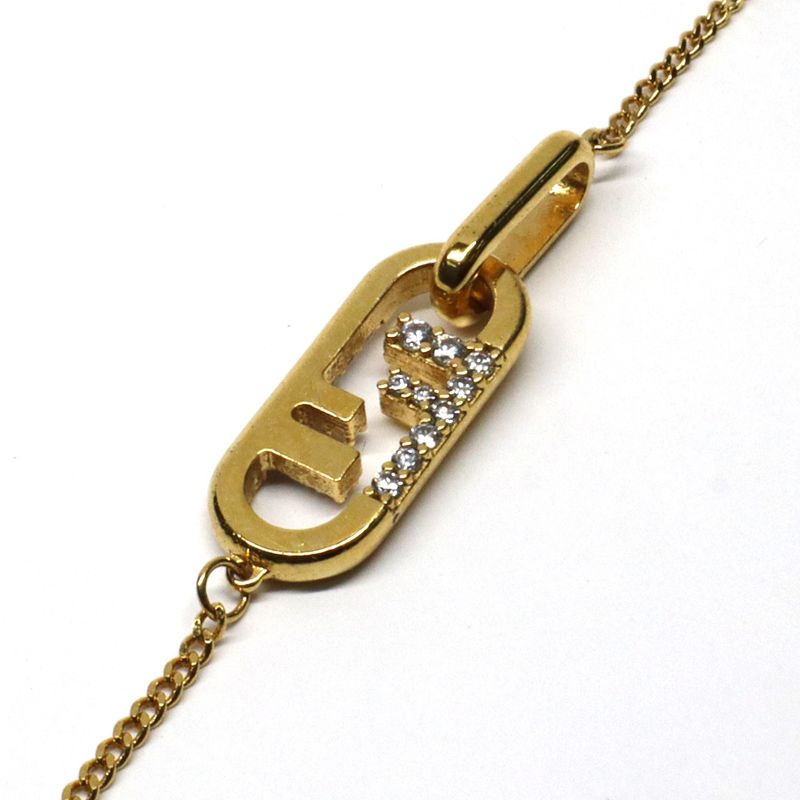 Fendi O-rock Necklace 8 Ah321 Gold Hardware Rhinestone Accessorie — view 5