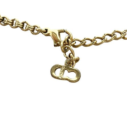 Christian Dior Necklace Metal Vintage Rhinestone CD Logo — view 6