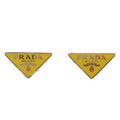 Prada Triangle Logo Stud Earrings Plate Yellow