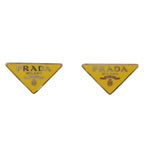 Prada Triangle Logo Stud Earrings Plate Yellow