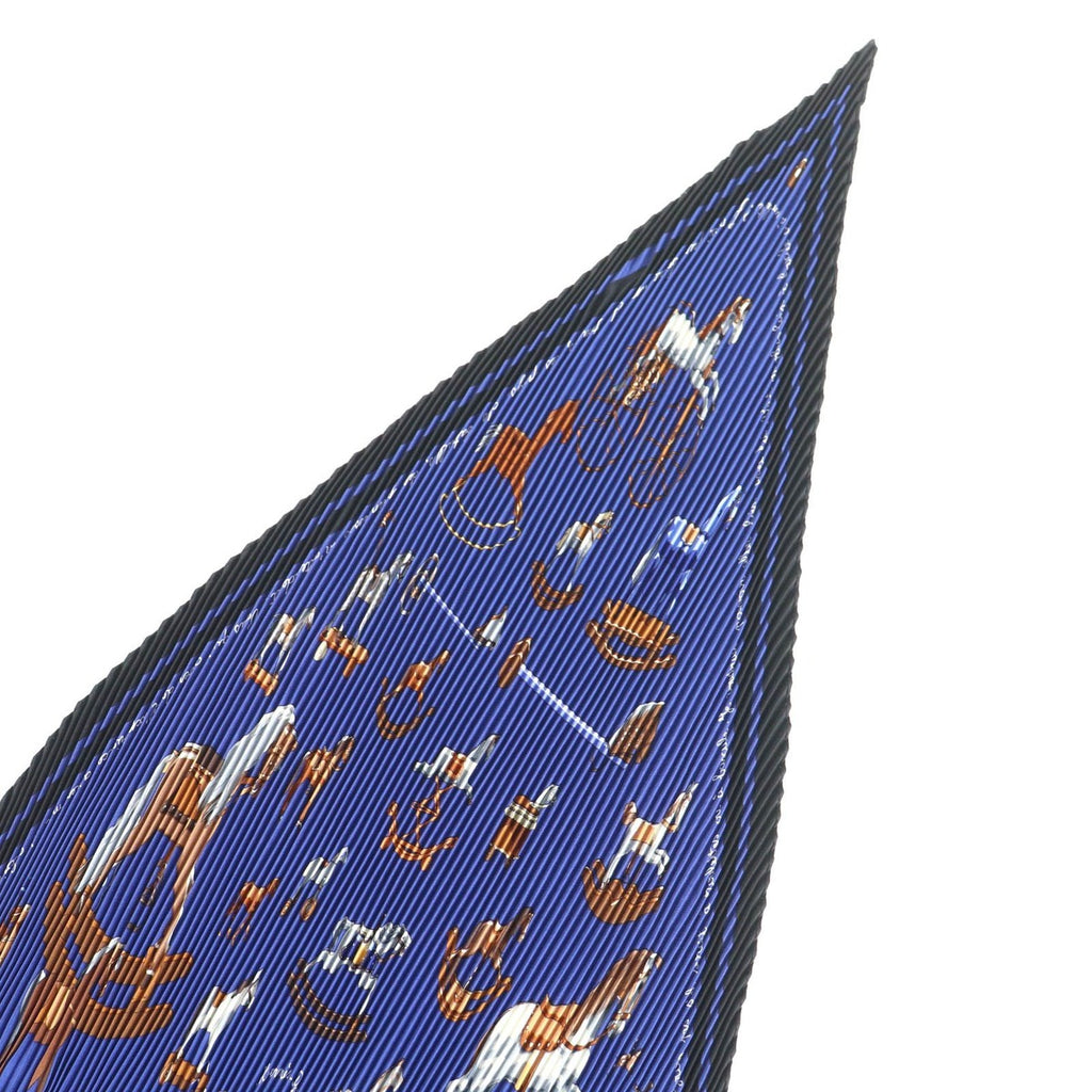 Hermes Carre 90 Blue Rocking Horse Silk Pleated Scarf Multi — view 3