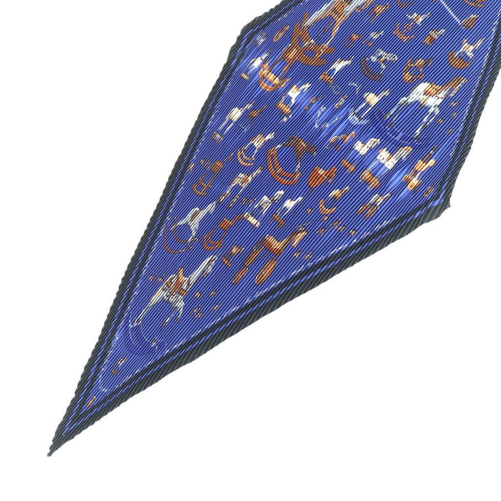 Hermes Carre 90 Blue Rocking Horse Silk Pleated Scarf Multi — view 4