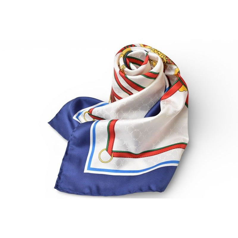 Celine Scarf Vintage Carre 90 Horse Tackle Navy White Red — view 2