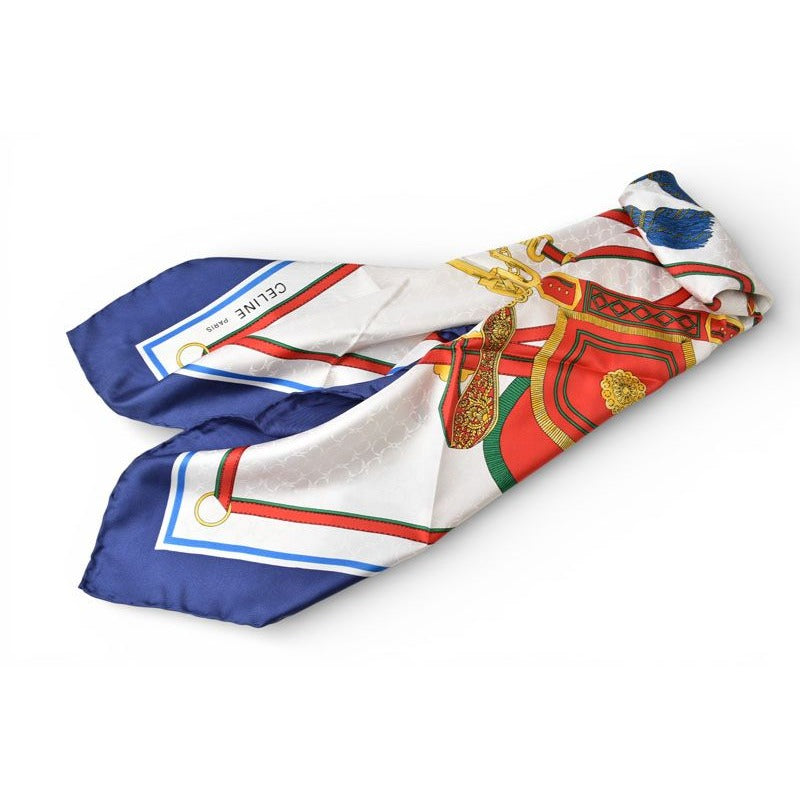 Celine Scarf Vintage Carre 90 Horse Tackle Navy White Red — view 3