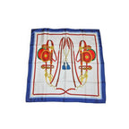 Celine Scarf Vintage Carre 90 Horse Tackle Navy White Red