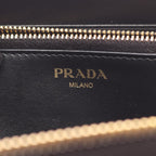 Prada Round Long Wallet Vittello Move TR Black Leather Triangle Logo — view 4