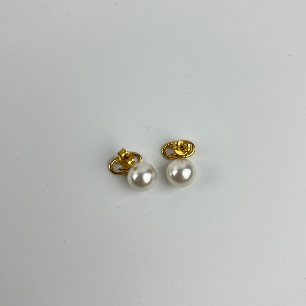 Celine Logo Triomphe Earrings Gold Vintage — view 4