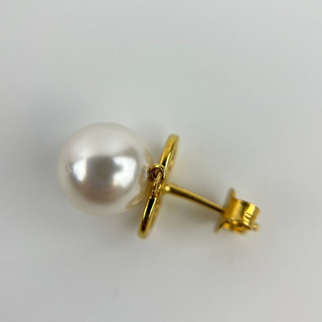 Celine Logo Triomphe Earrings Gold Vintage — view 6