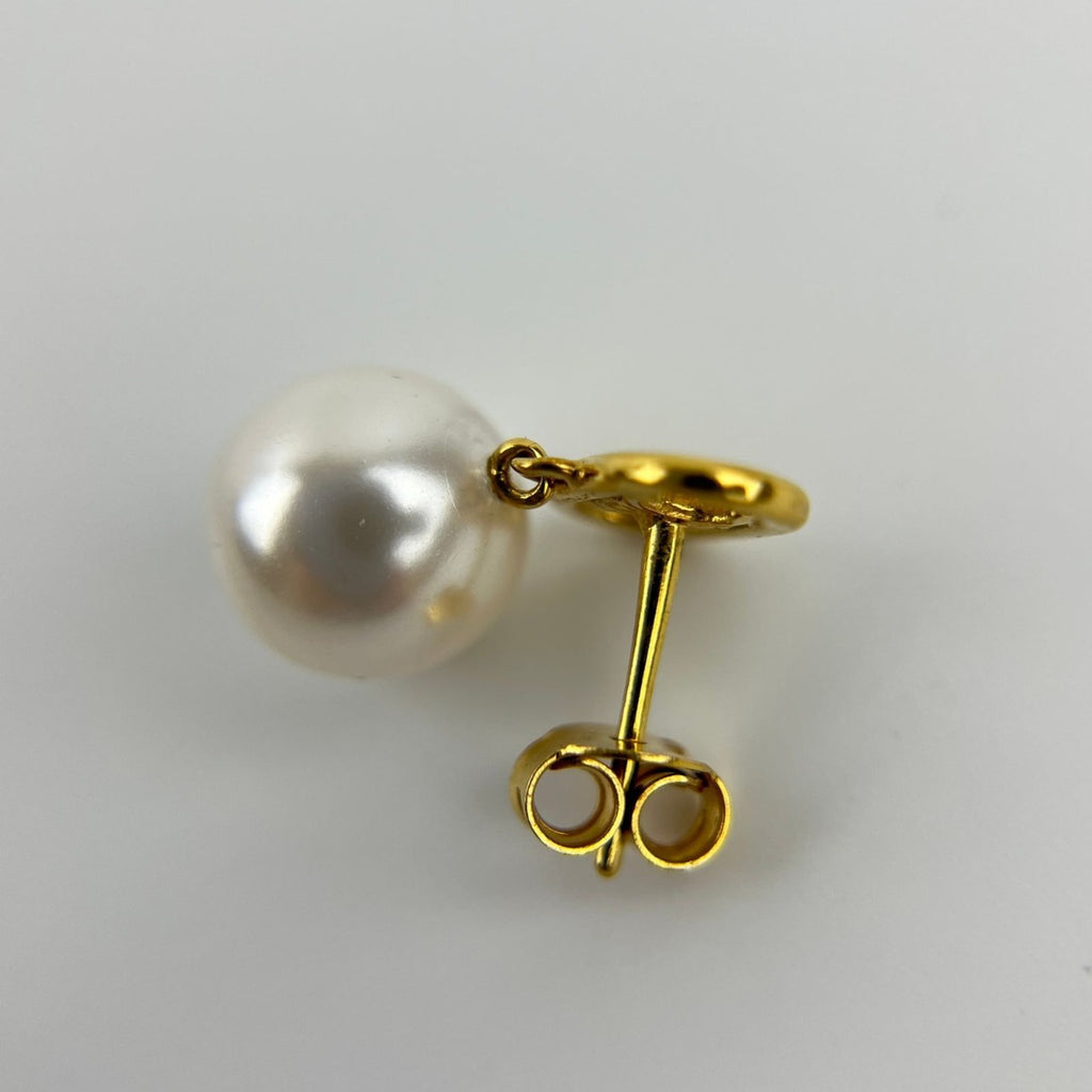 Celine Logo Triomphe Earrings Gold Vintage — view 8
