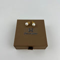 Celine Logo Triomphe Earrings Gold Vintage
