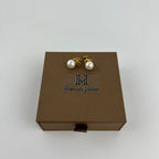 Celine Logo Triomphe Earrings Gold Vintage
