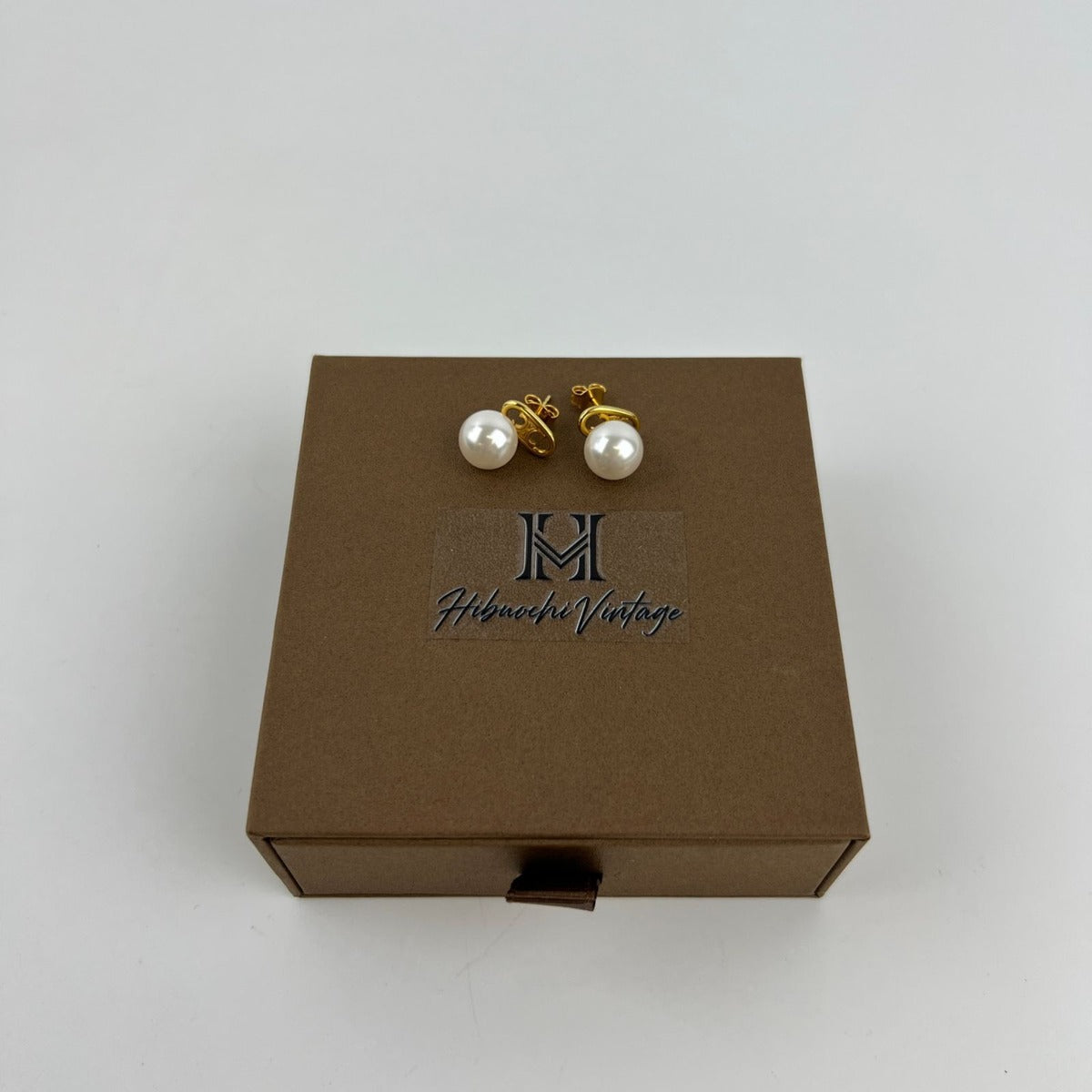 Celine Logo Triomphe Earrings Gold Vintage