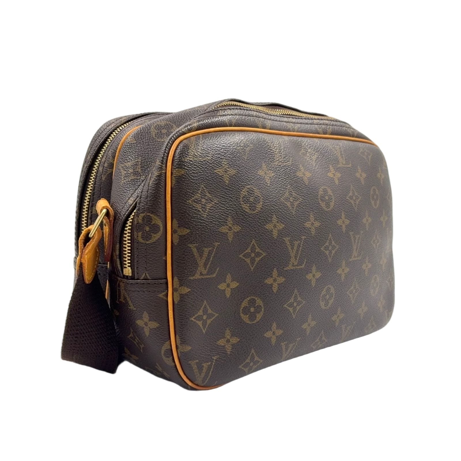 Louis Vuitton Reporter PM Monogram Leather Brown Light Shoulder Bag Gold — view 2