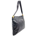 Fendi FF Logo Leather Black Shoulder Bag Gold — view 2