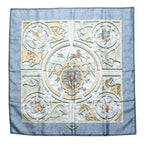 Hermes Carre 90 Peintre du Cheval Horse Painter Scarf Blue Green Silk
