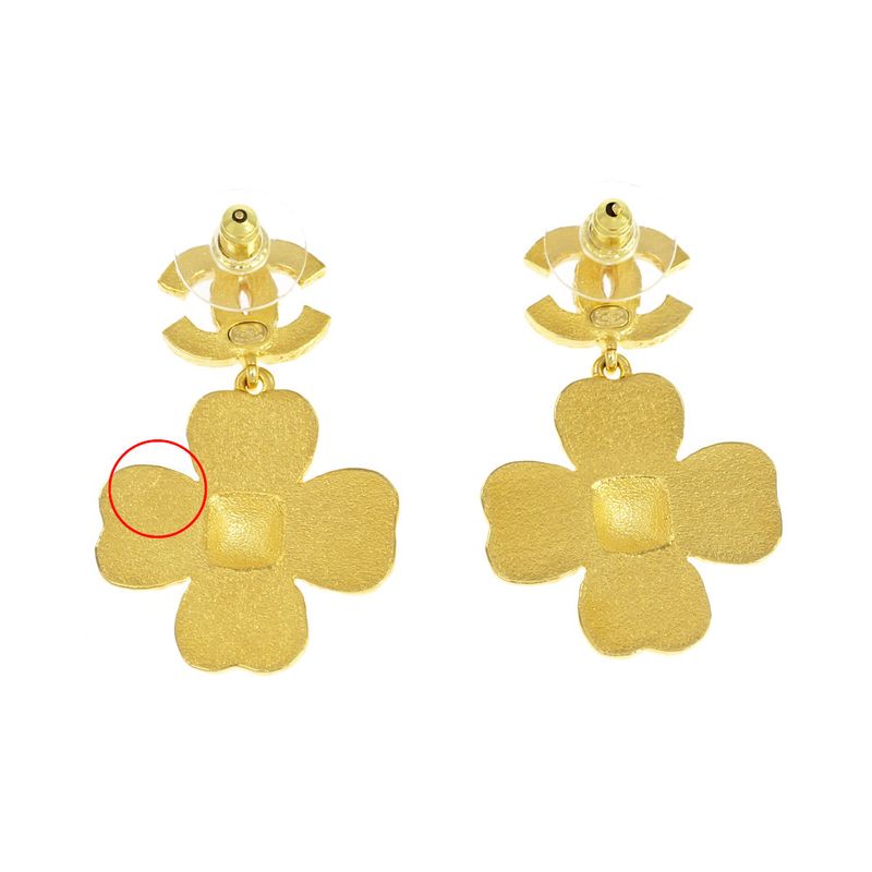 Chanel Flower Motif Earrings Pair Abc244 Pink Black Gold Color Accessori — view 6