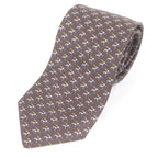 Hermes 100% Silk Jockey & toy Horse All Over Regular Tie Brown