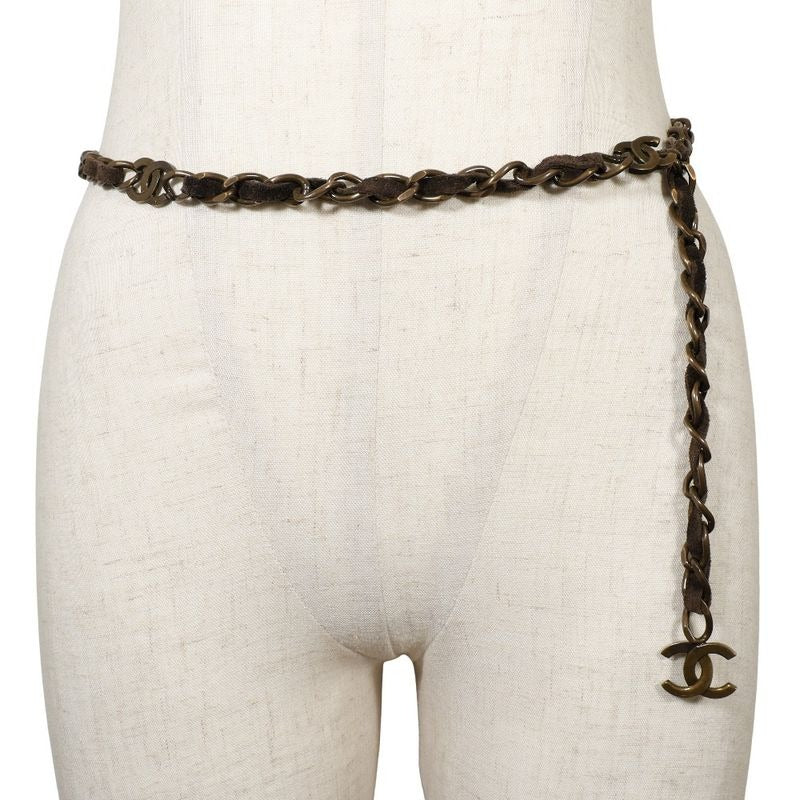 Chanel Chain Belt Vintage Finish Coco Mark Gold Plated And Suede — view 2