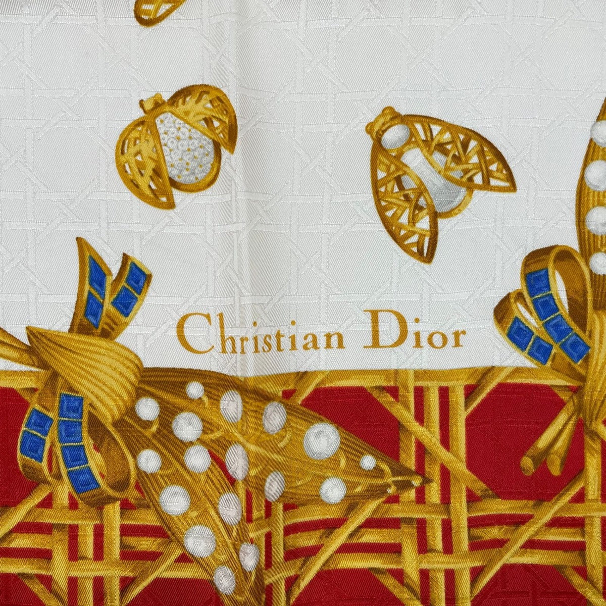 Dior Christian Scarf Silk Diana Insect Red — view 7