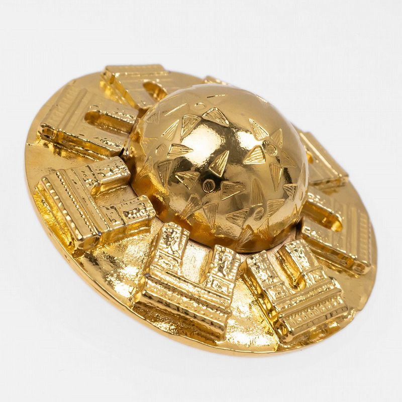 Celine Brooch Gold Dome Motif Arc De Triomphe Star — view 3