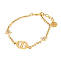 Christian Dior Logo Star Stone Metal Gold Bracelet Accessories 0358