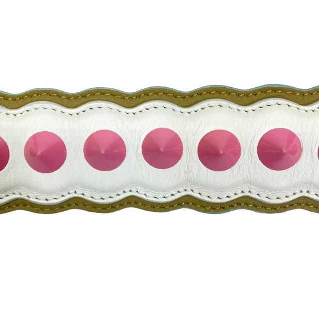 Fendi Strap You Shoulder Small Studded Leather Brown White Pink — view 5