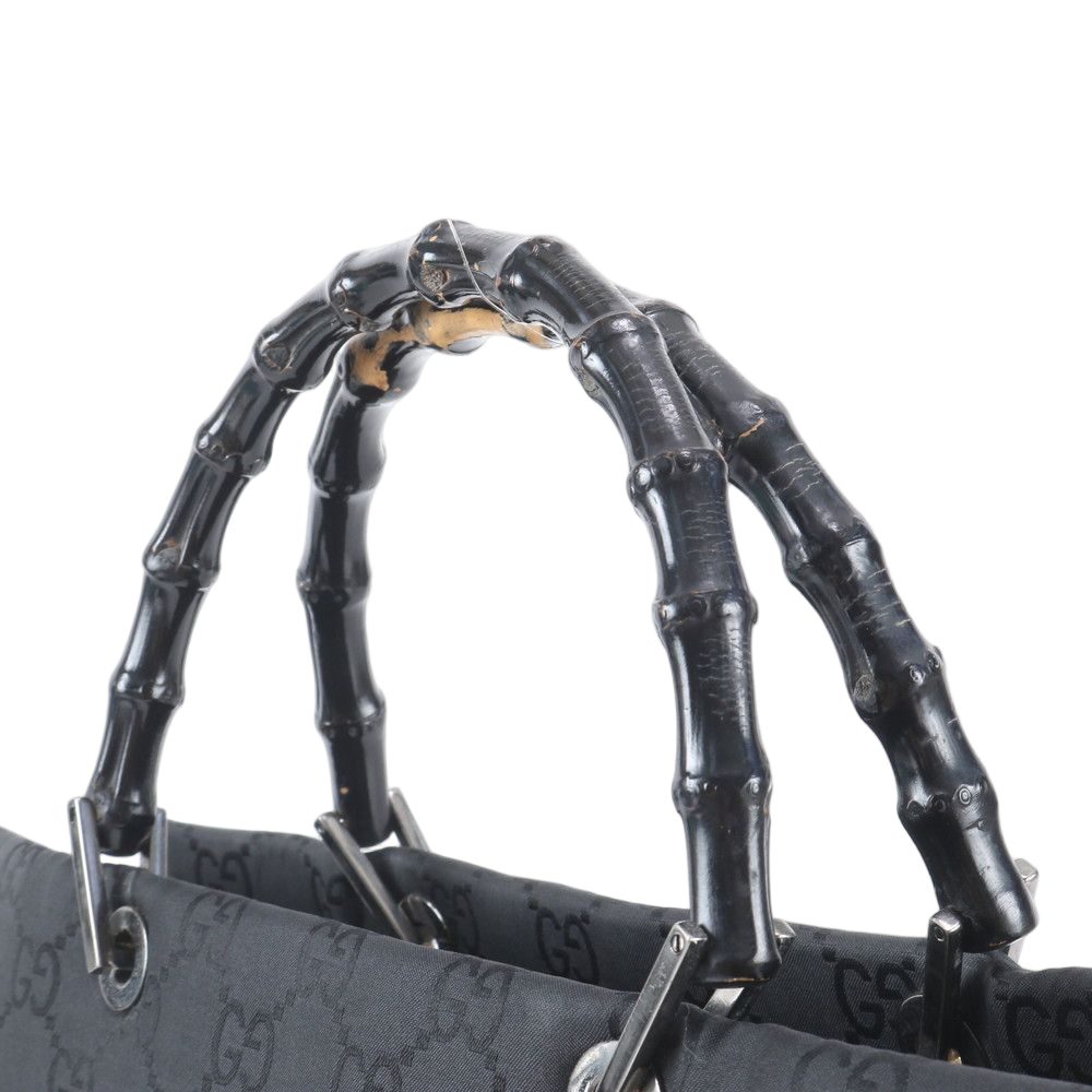 Gucci Bambu GG Nylon 002 Handbag Tote Black — view 2