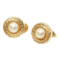 Dior Round Earrings Gold Faux Pearl