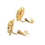 Chanel Shell Motif Earrings Gold Metal Rhinestone CC Logo — view 4