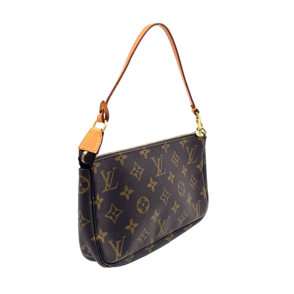 Louis Vuitton Pochette Monogram Leather Brown Light Handbag Gold — view 2