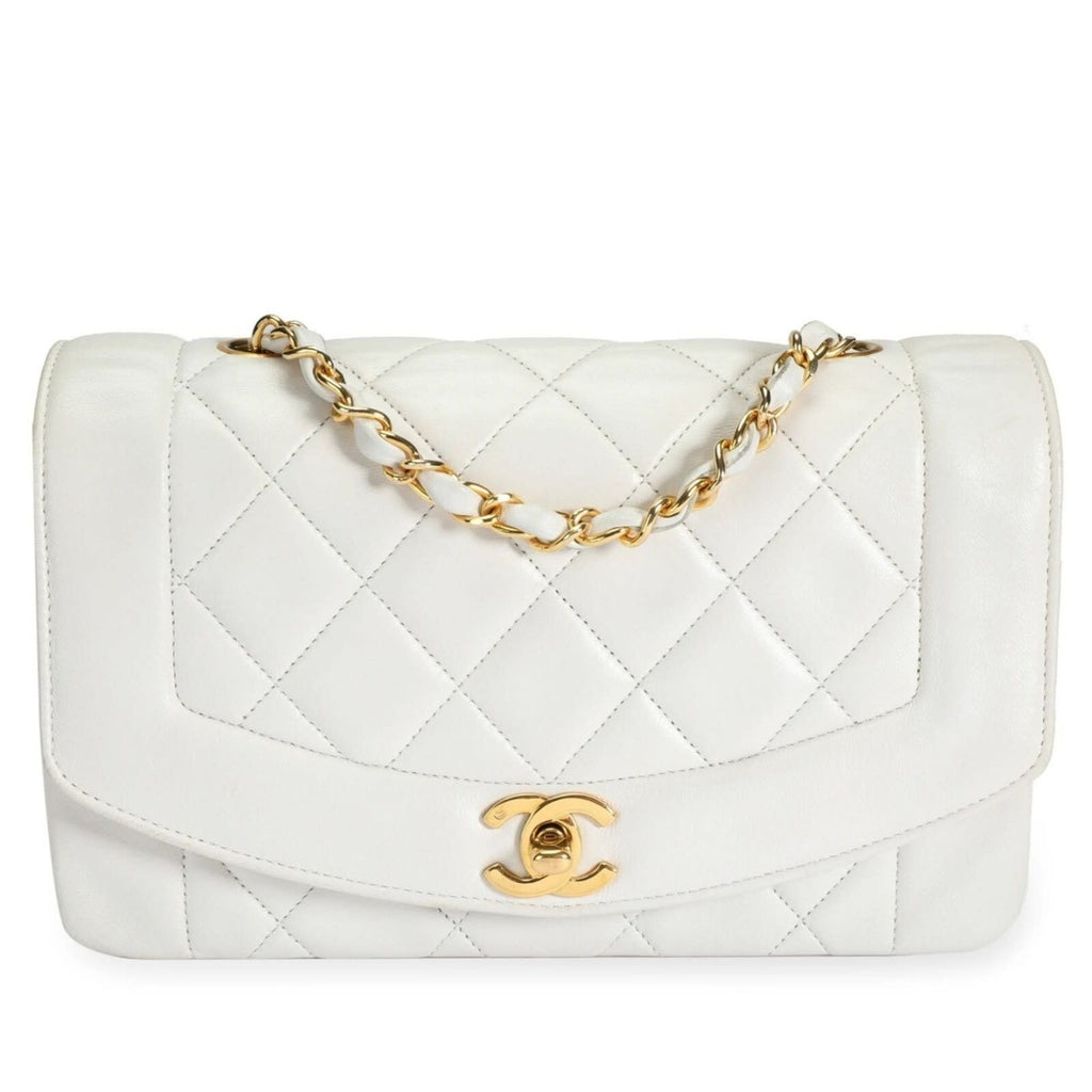 Chanel Diana Medium Single Flap Quilted Lambskin Bag White
