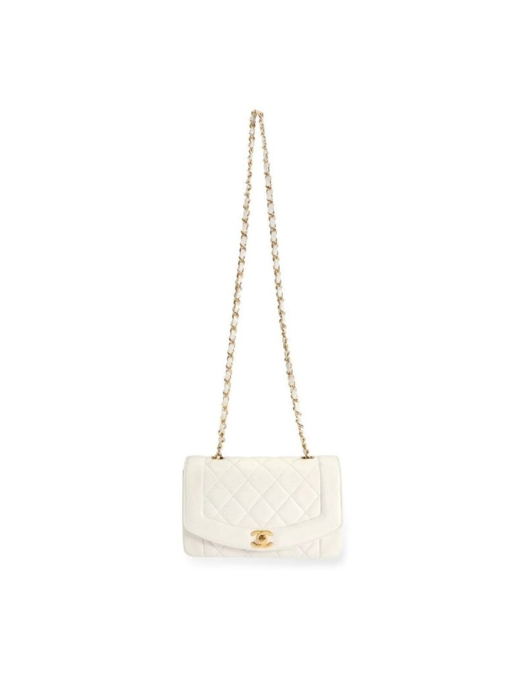 Chanel Diana Medium Single Flap Quilted Lambskin Bag White