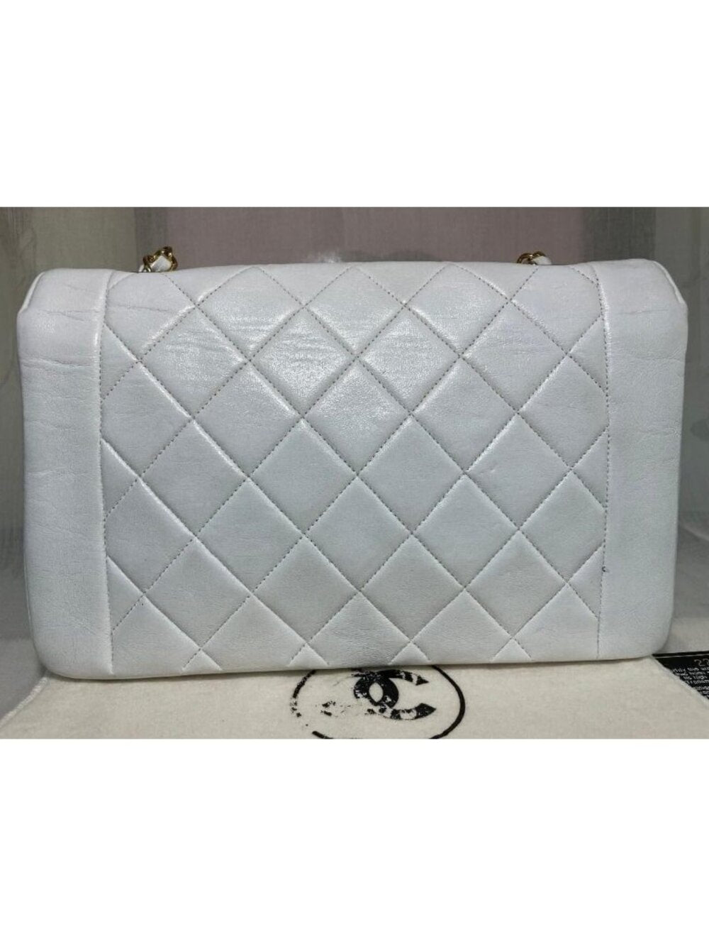 Chanel Diana Medium Single Flap Quilted Lambskin Bag White