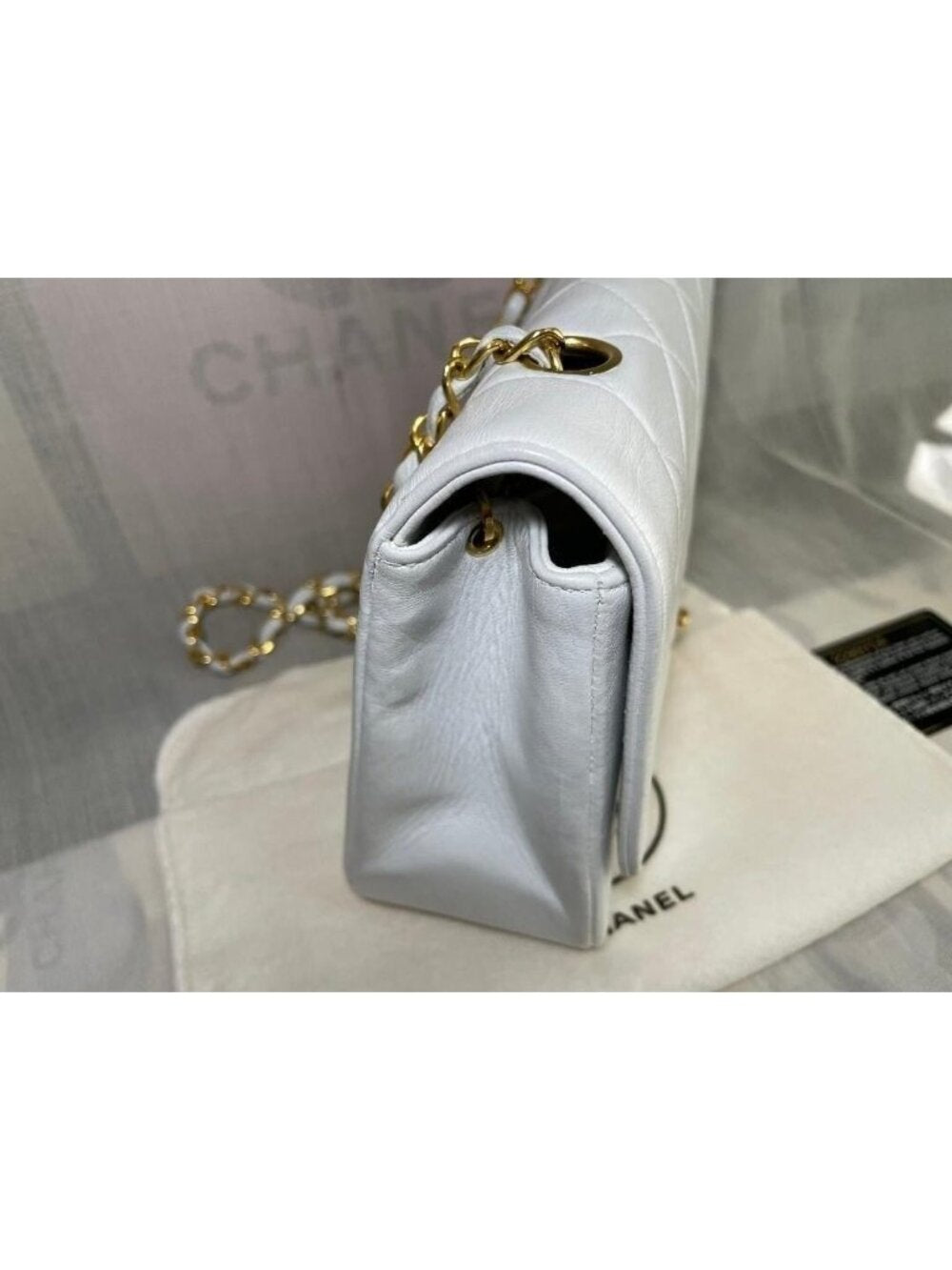 Chanel Diana Medium Single Flap Quilted Lambskin Bag White