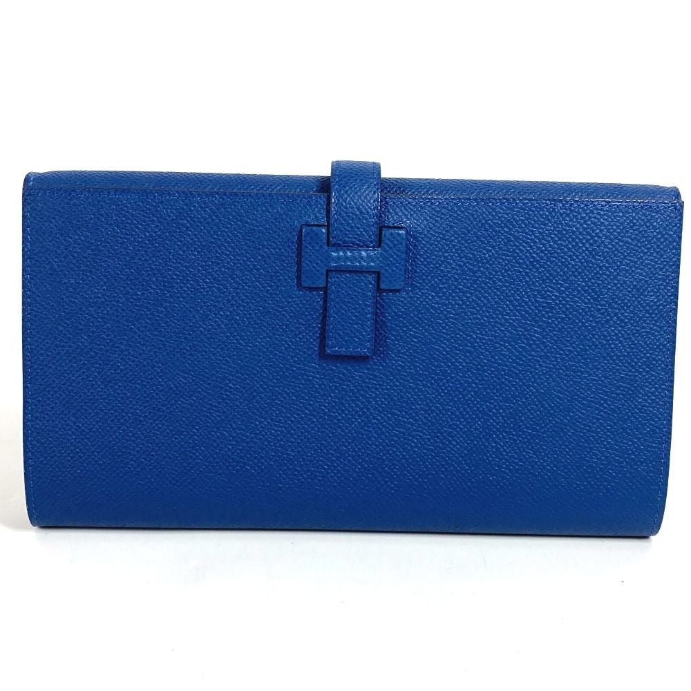 Hermes Long Wallet New-h Passant Toutemman Epsom Deep Blue