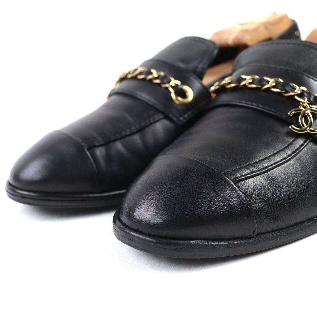 Chanel Leather Loafers with Coco Mark Charm — view 4