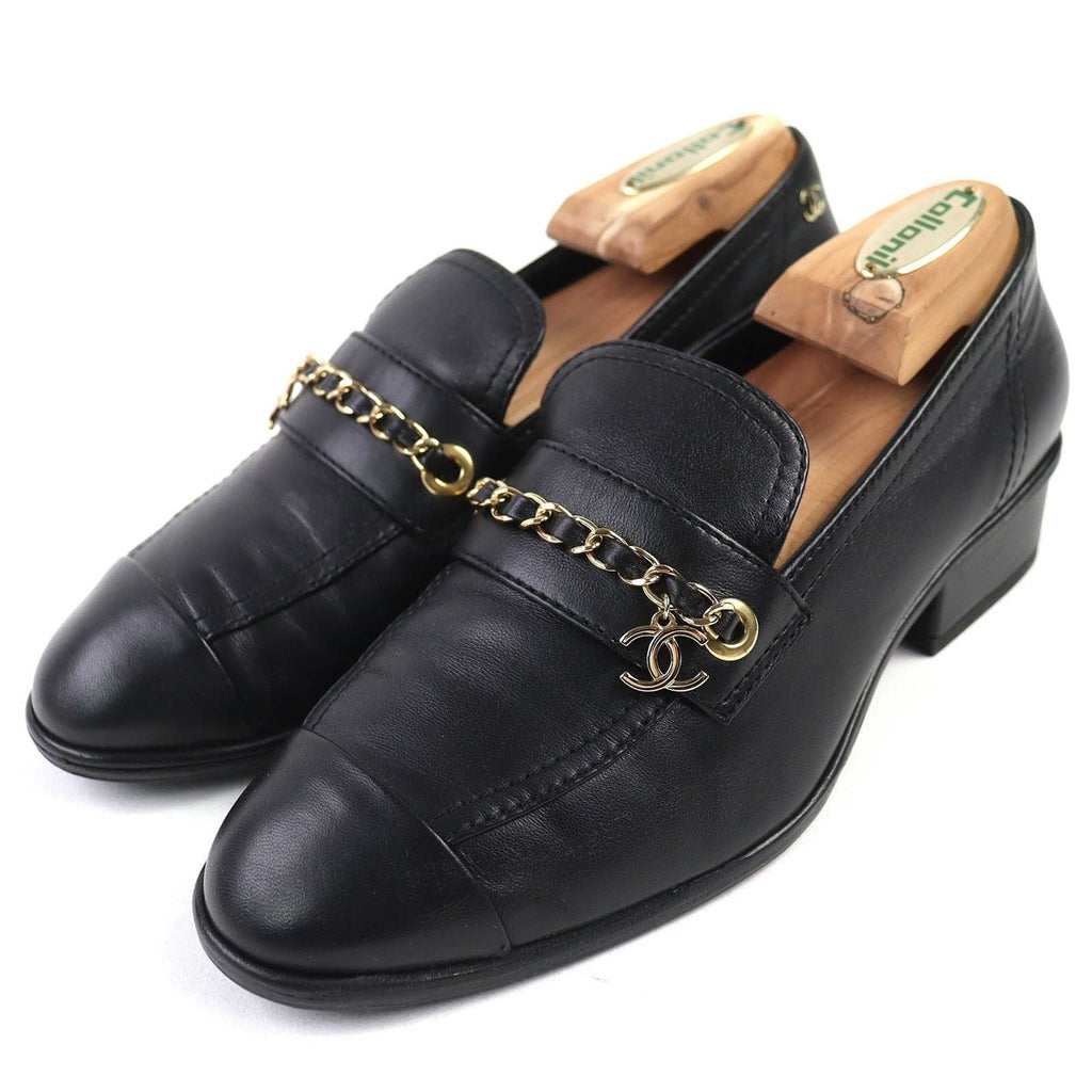 Chanel Leather Loafers with Coco Mark Charm