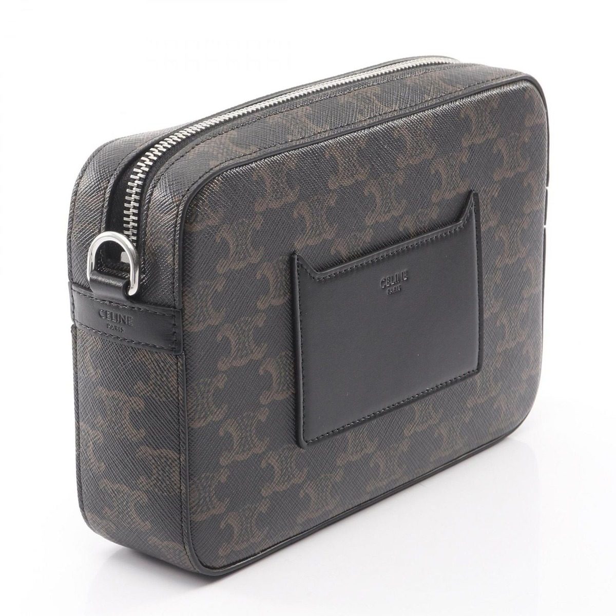 Celine Shoulder Bag Small Messenger Triomphe Black Canvas Leather — view 2