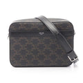 Celine Shoulder Bag Small Messenger Triomphe Black Canvas Leather