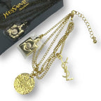 Saint Laurent Yves Bracelet Logo Chain Gold