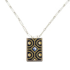 Hermes Boite A Reve Pendant Accessory Case Metal Silver Navy Necklace 1421