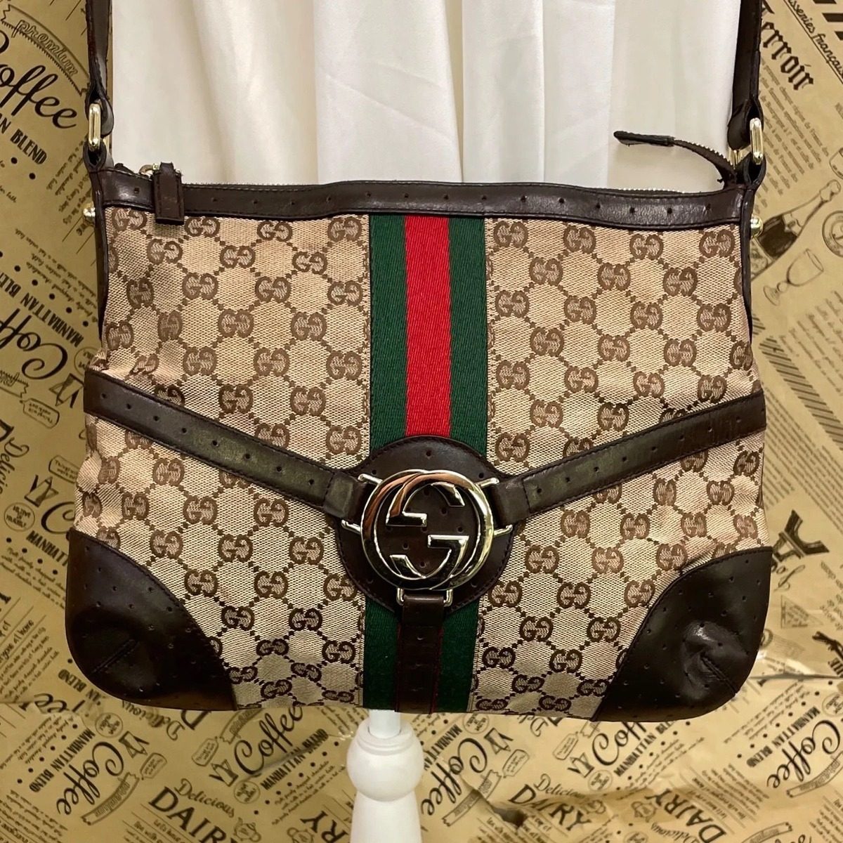Gucci Interlocking Logo Sherry Line Shoulder Bag GG Canvas
