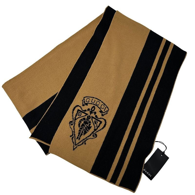 Gucci Scarf Shawl Wool Black Brown Logo Class Y Apparel