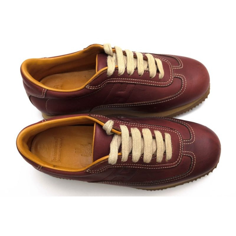Hermes Shoes Sneakers Low Cut Women Leather Red Brown — view 5
