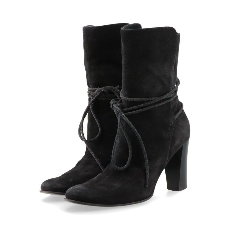 Hermes Suede Boots 36 Semelle Cuir Black