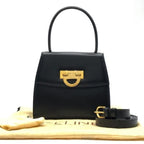 Celine Leather Circle Logo 2-Way Mini Hand Bag Black