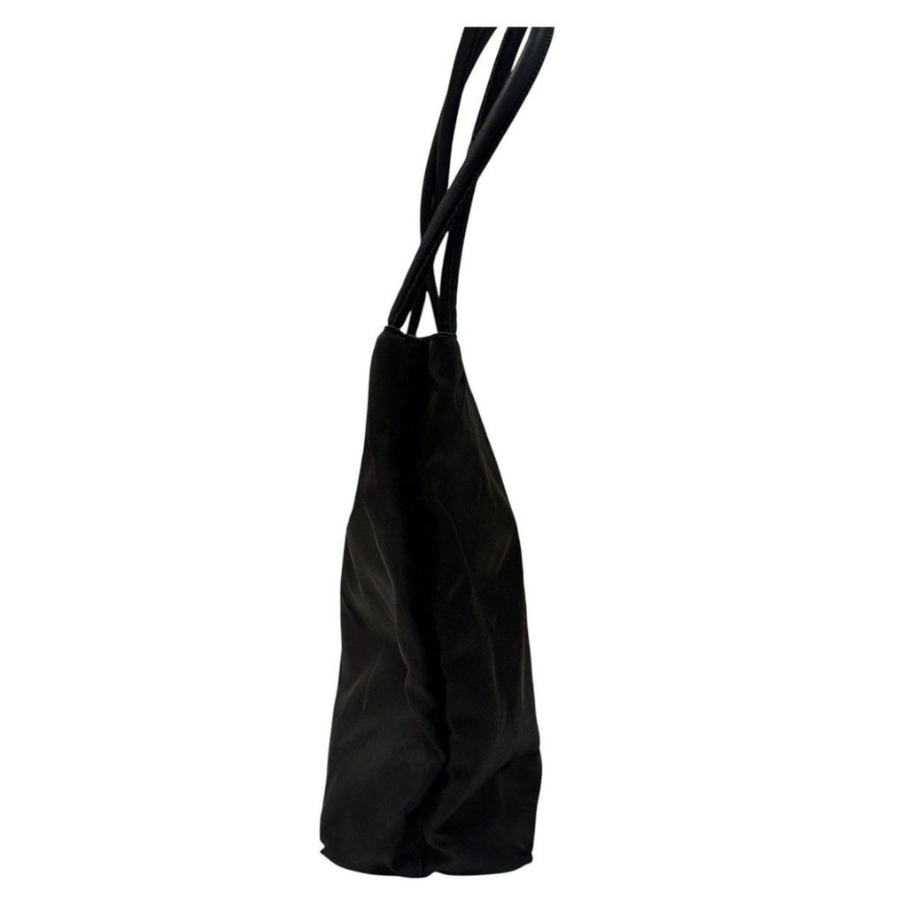 Prada Tessuto Triangle Logo Black Silver Nylon Tote — view 4
